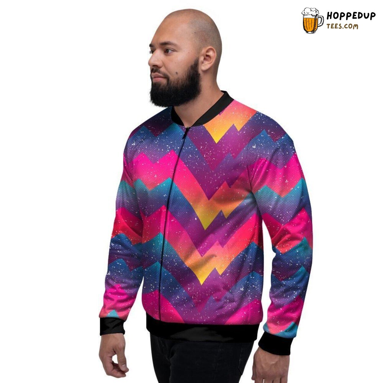 Geometric Grunge Abstract Design Men’s Bomber Jacket Modern Artistic Display