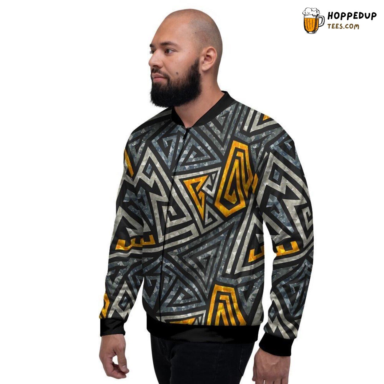 Geometric Grunge Design Triangular Patterns Men’s Bomber Jacket Urban Edge