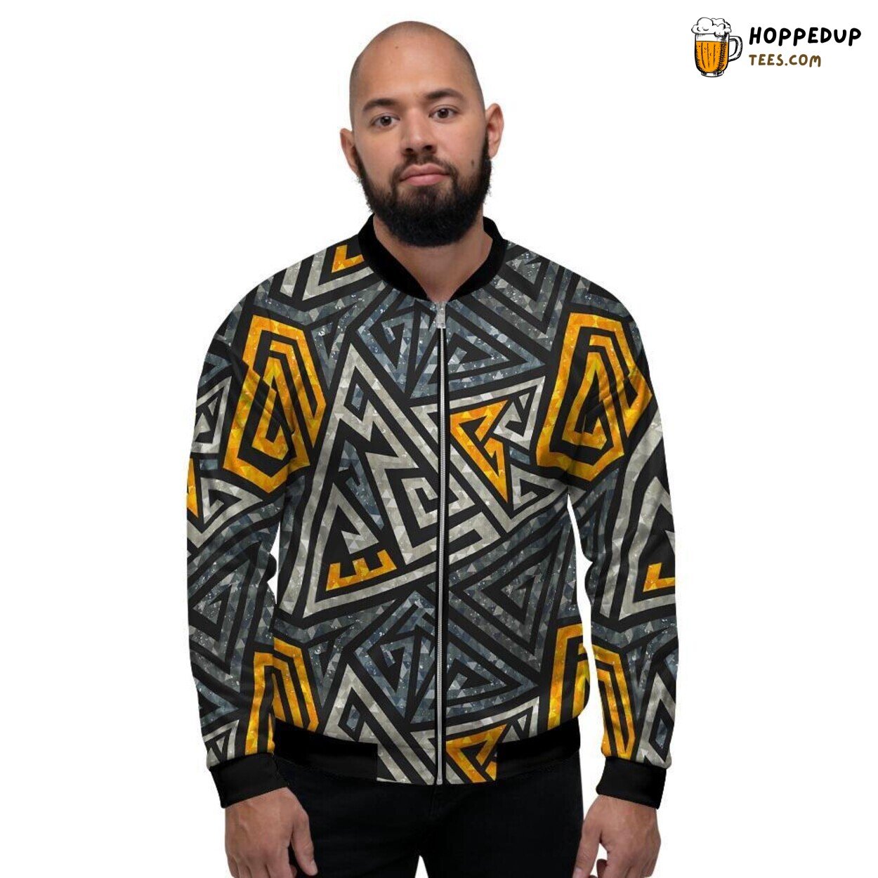 Geometric Grunge Design Triangular Patterns Men’s Bomber Jacket Urban Edge