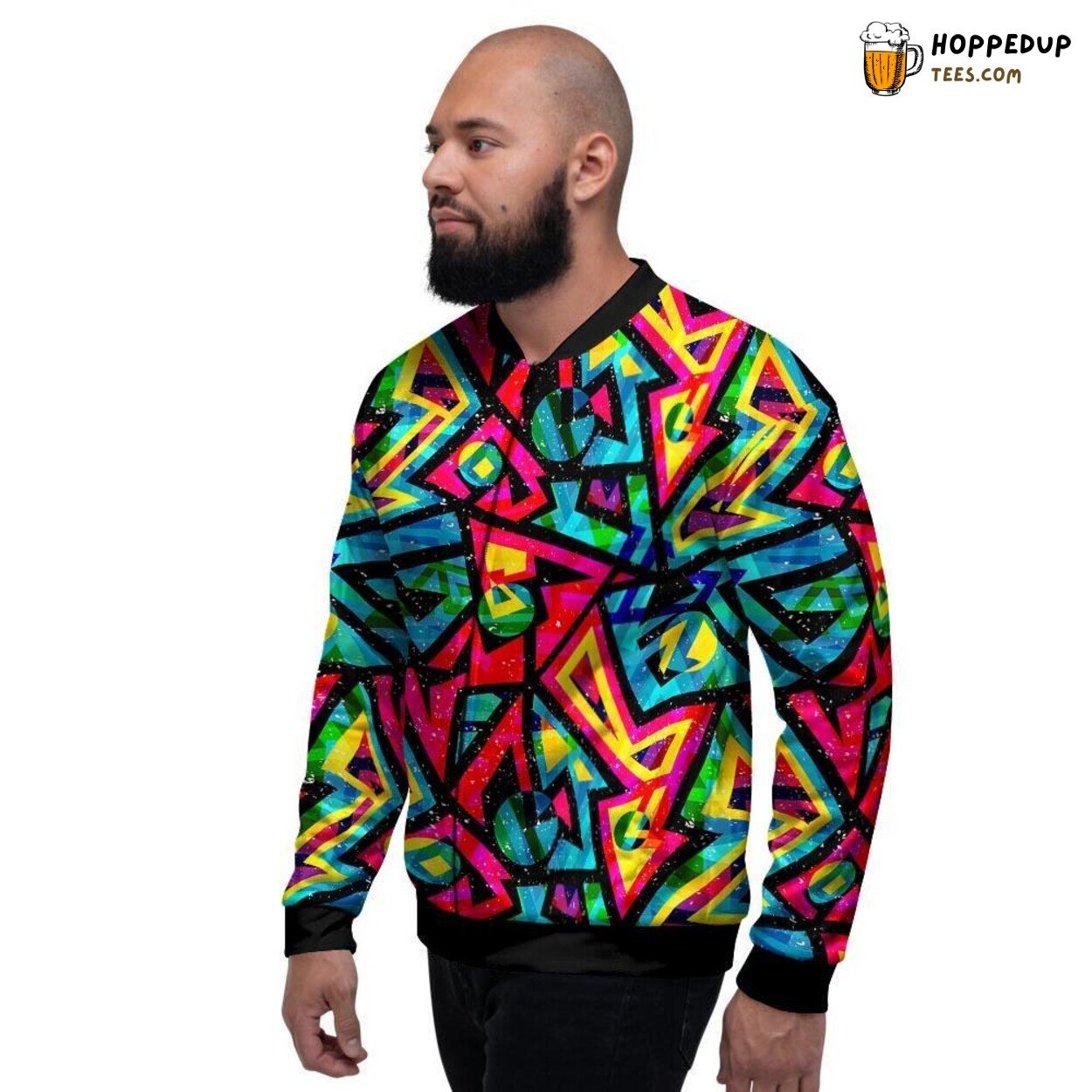 Geometric Psychedelic Print Pattern Men’s Bomber Jacket Artistic Vision Fusion