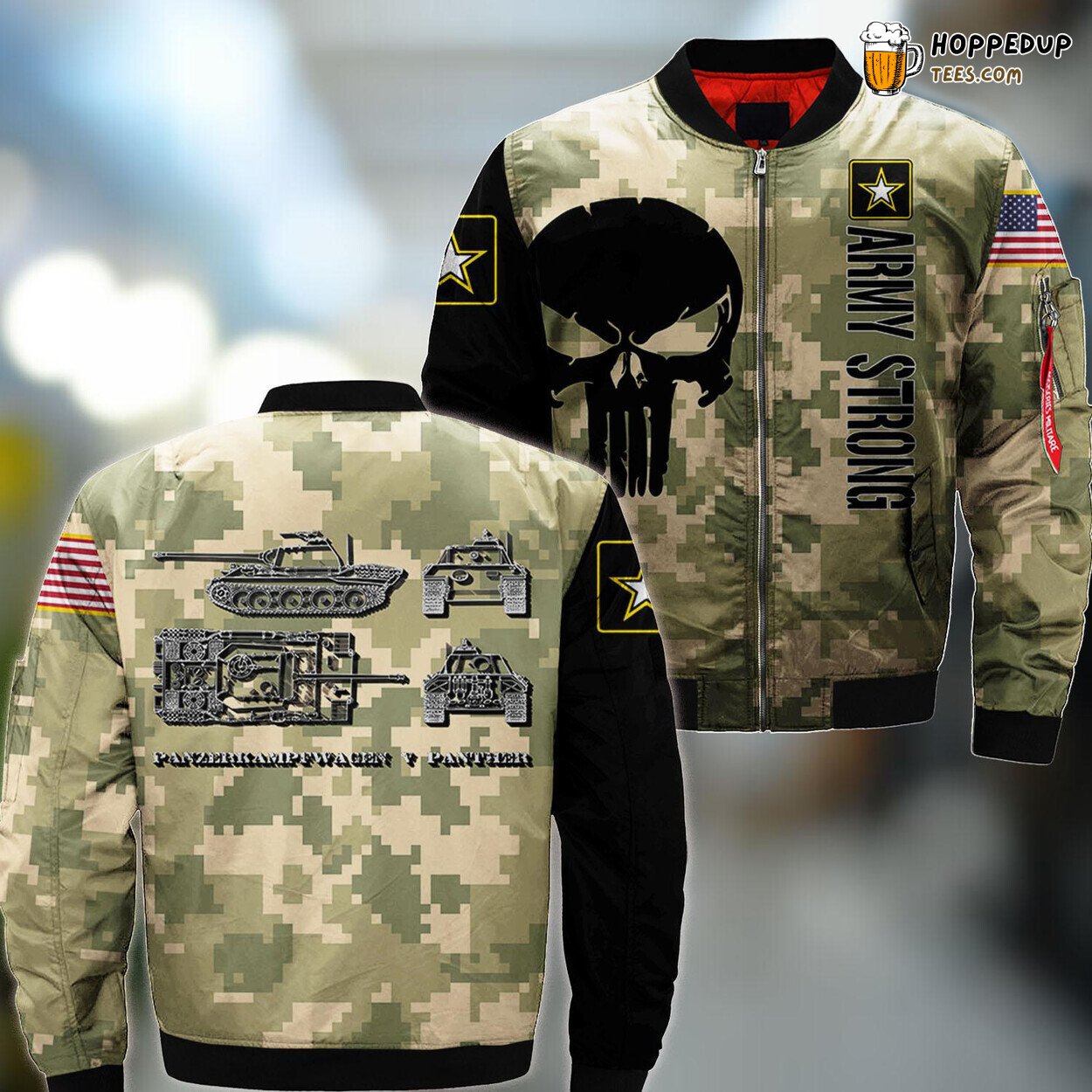 German Army WWII Blueprint Panther Tank Bomber Jacket Military Gift