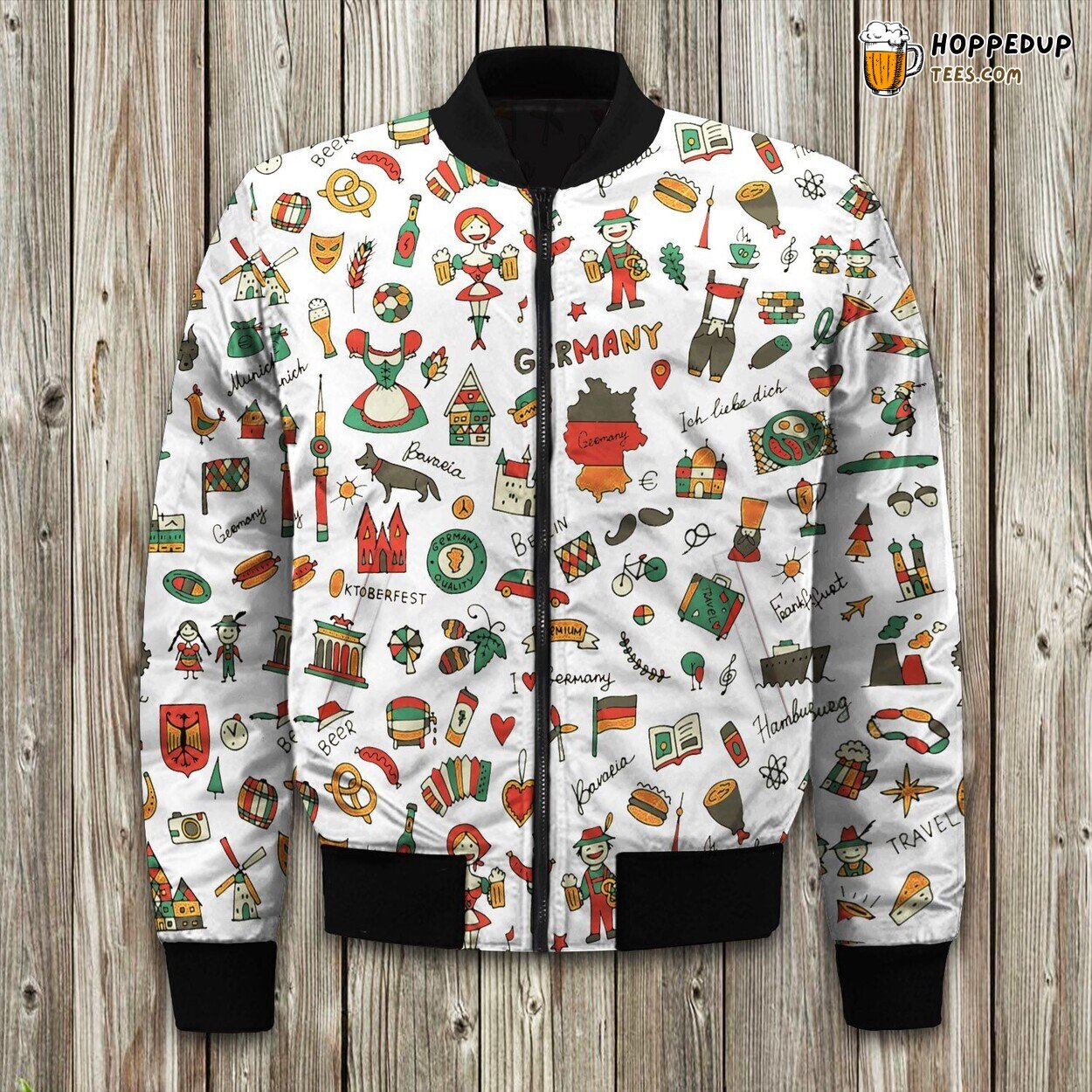 German Elements Pattern Bomber Jacket