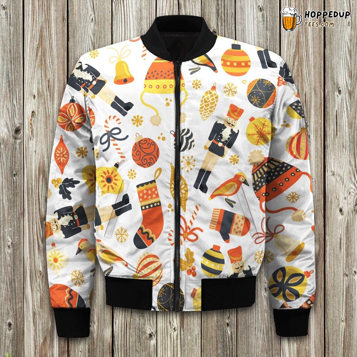 German Retro Background Seamless Bomber Jacket