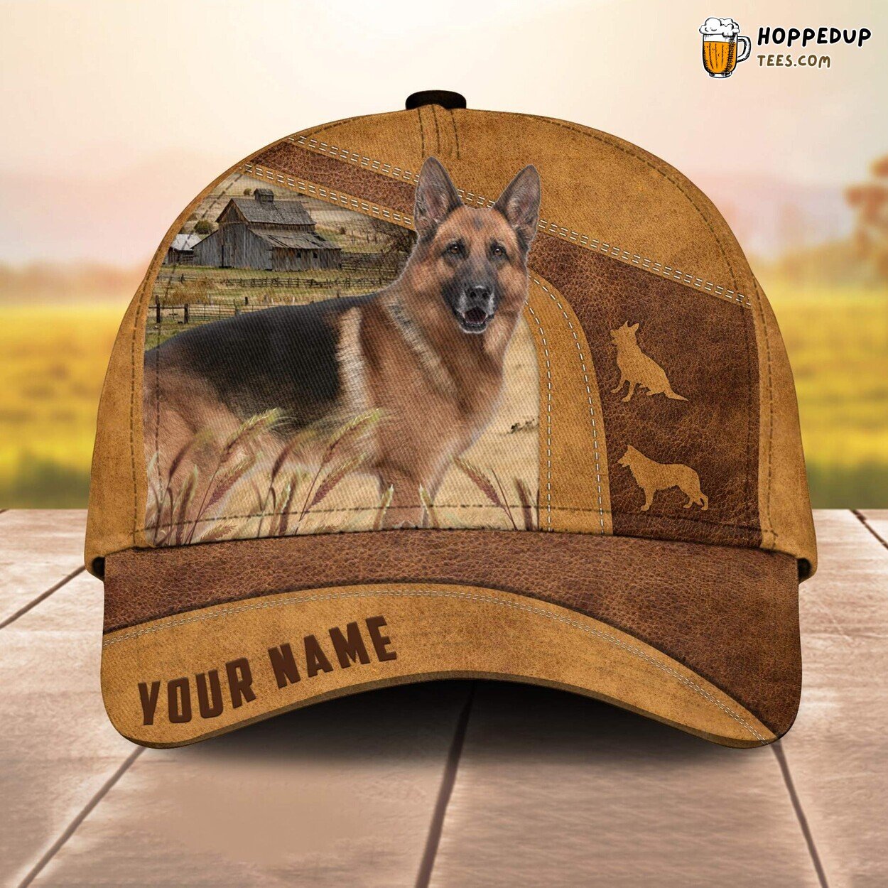 German Shepherd 3D Custom Cap All Over Print Baseball Animal Lover Leather Pattern