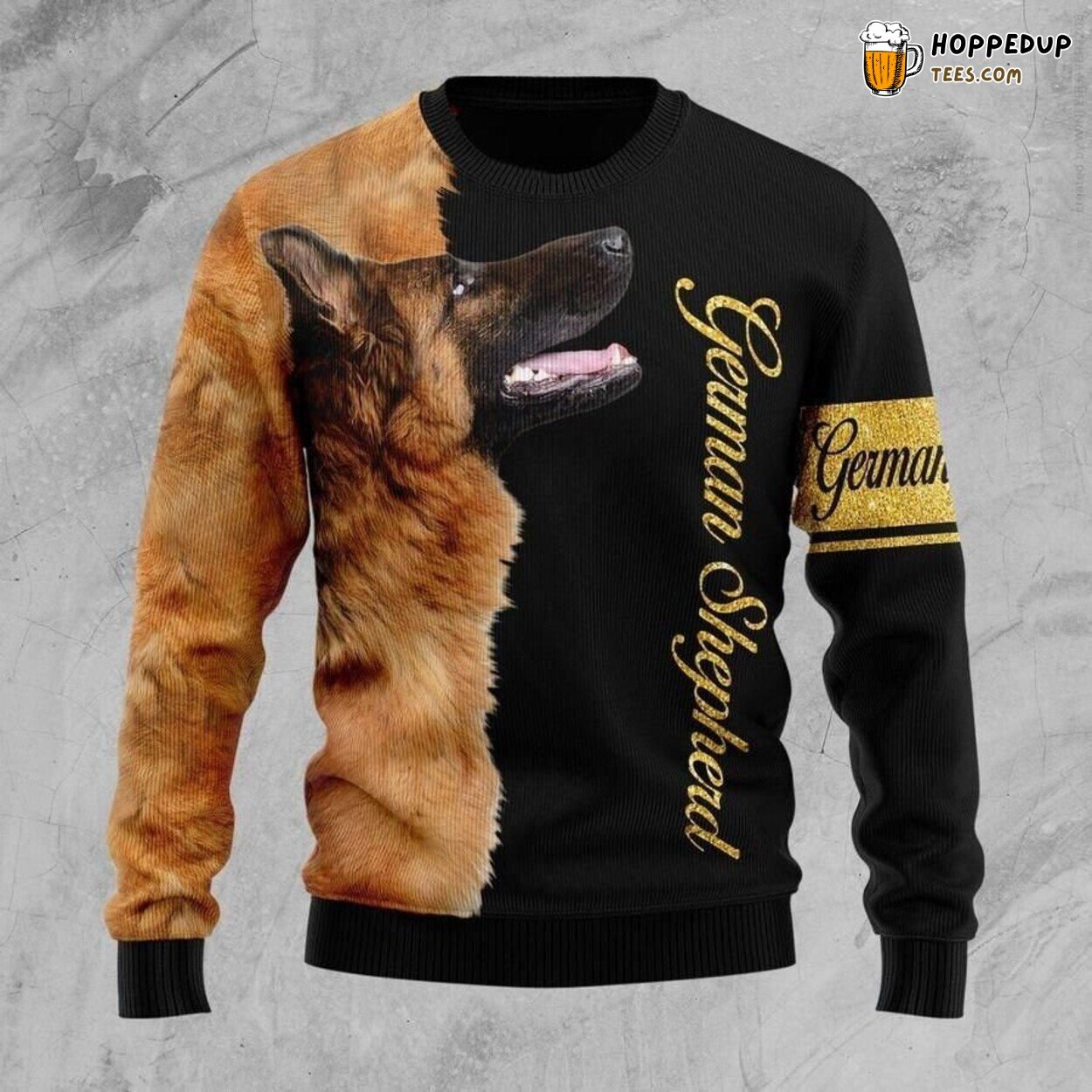 German Shepherd Dog Themed Ugly Christmas Sweater Knitted Festive