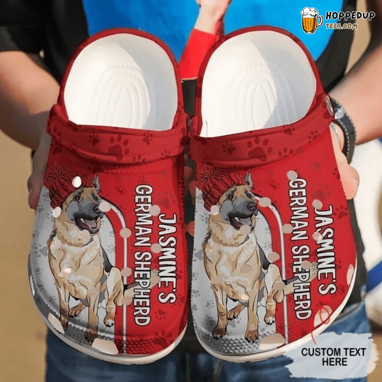 German Shepherd Gm Red Personalized Comfortable Unique clog Shoes