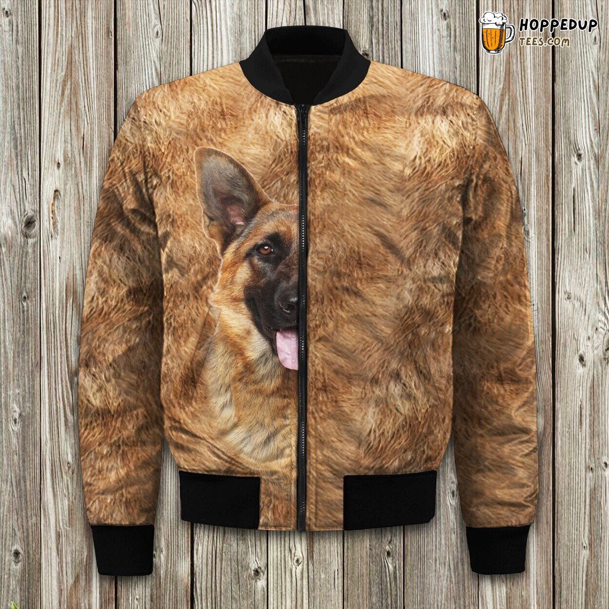 German Shepherd Half Face Bomber Jacket