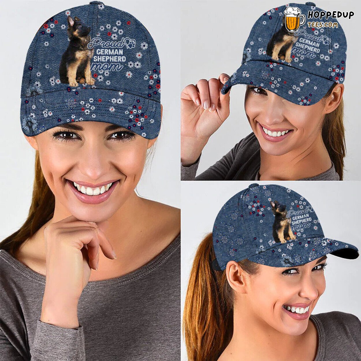 German Shepherd Personalized Pet Photo Classic Baseball Cap Unique Hat