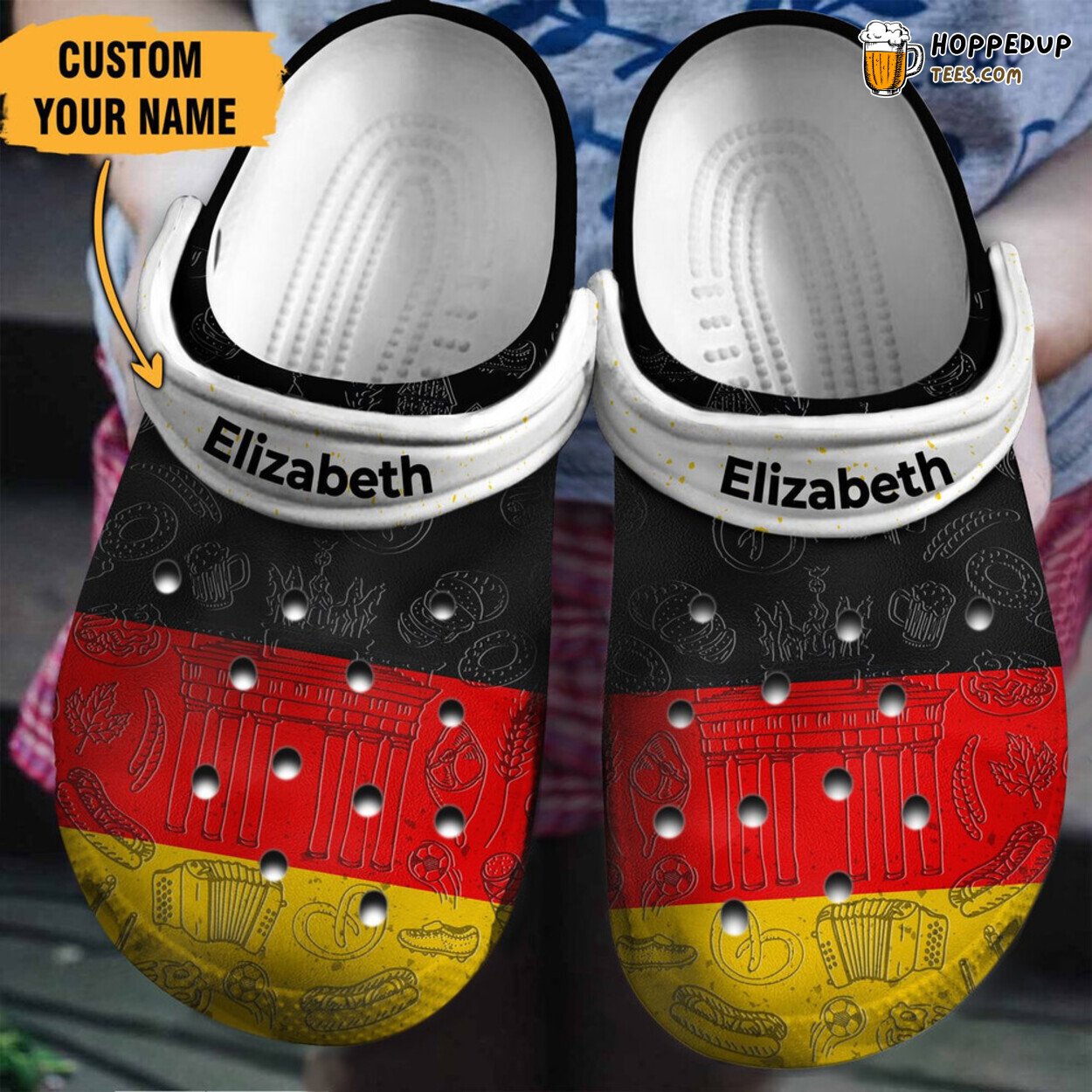 Germany Flag Themed Rubber Clog Shoes Comfy Footwear for National Pride Fans