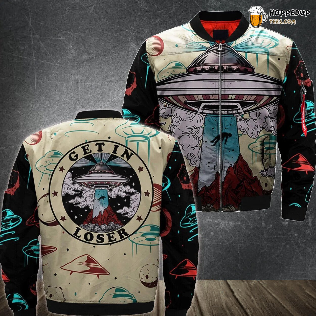 Get In Loser UFO Camping Experience 3D Printed Bomber Jacket Exclusive