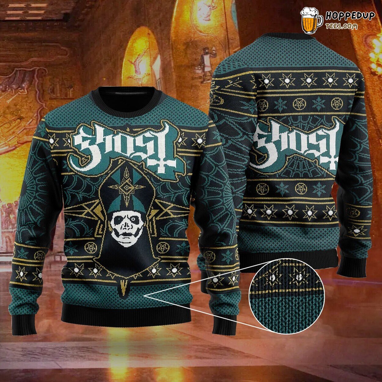 Gh0st Band Ugly Christmas Sweater Mary On A Cross Unisex Gift