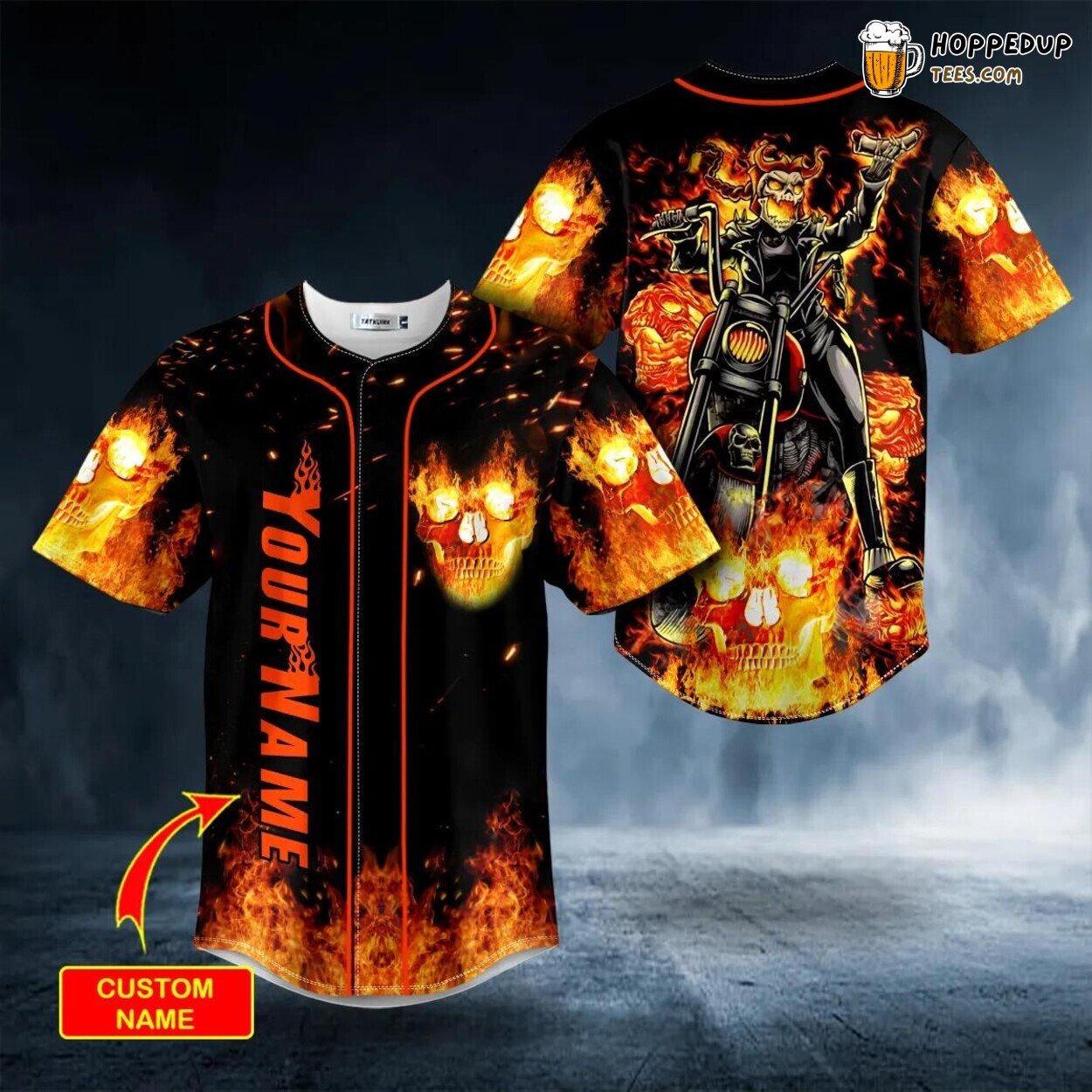 Ghost Biker Fire Skull Unique Tailored Baseball Jersey Custom Design
