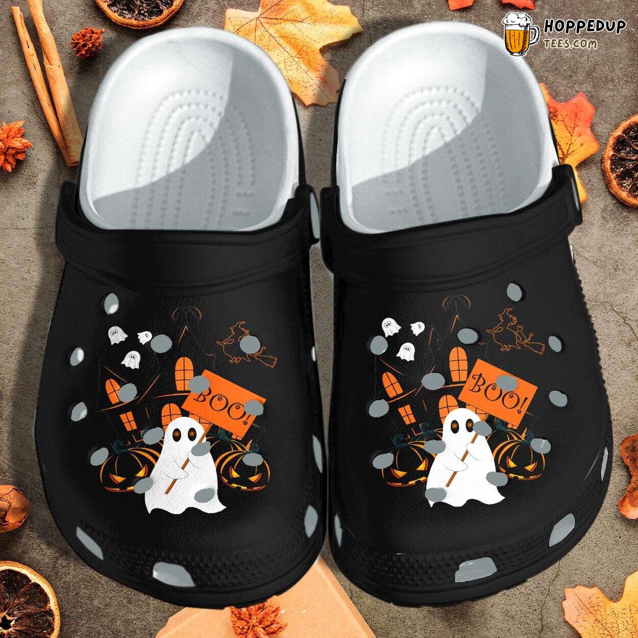 Ghost Boo Halloween Themed Comfortable Stylish Unique Clog Shoes