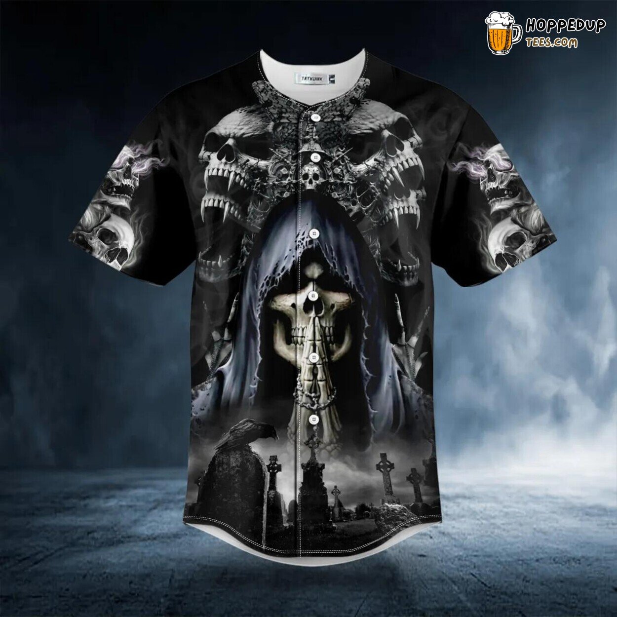 Ghost Butterfly Spiritual Prayer Skull Baseball Jersey Viking 3D Print Tee