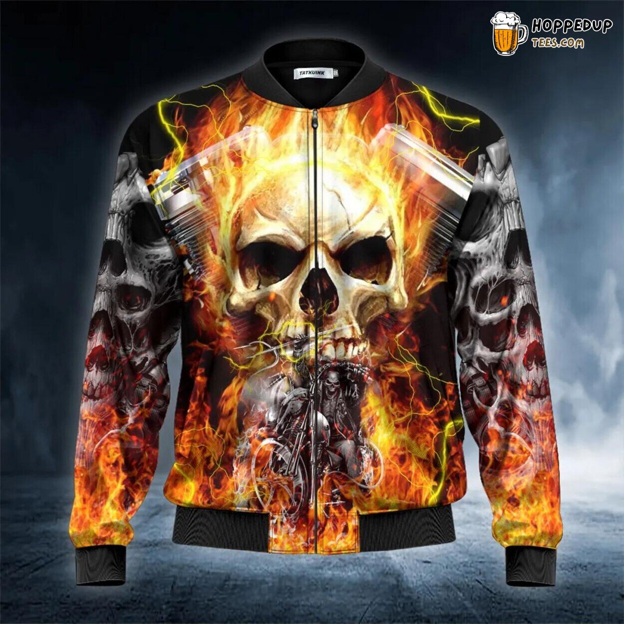 Ghost Fire Biker Flame Skull Exclusive Bomber Jacket 3D Viking Print Apparel