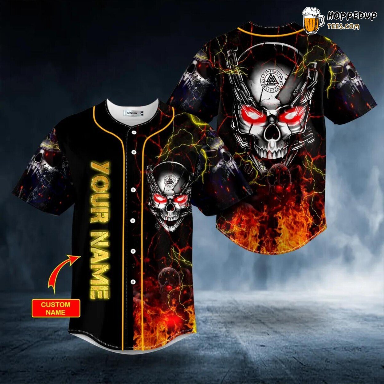 Ghost Fire Super Head Design Unique Skull Baseball Jersey Custom Edition