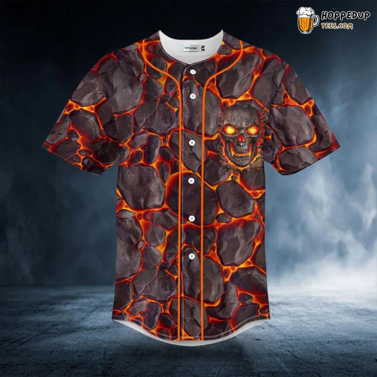 Ghost Hands Fire Skull Ripped Design 3D Printed Baseball Jersey Tee