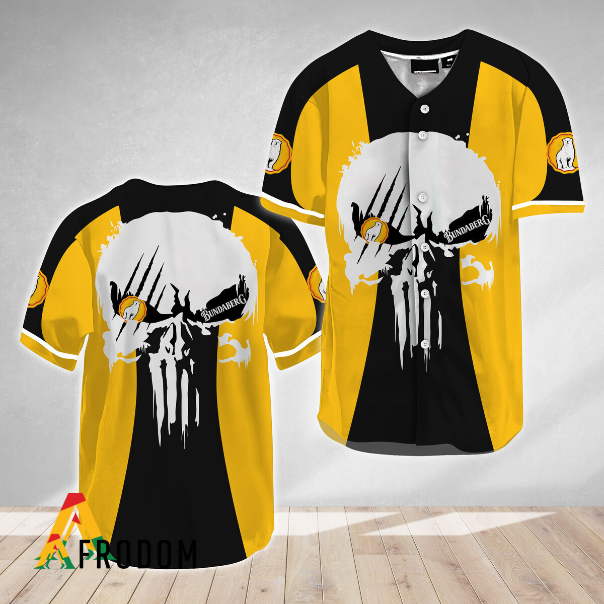Ghost Head White Skull Bundaberg Baseball Jersey HU