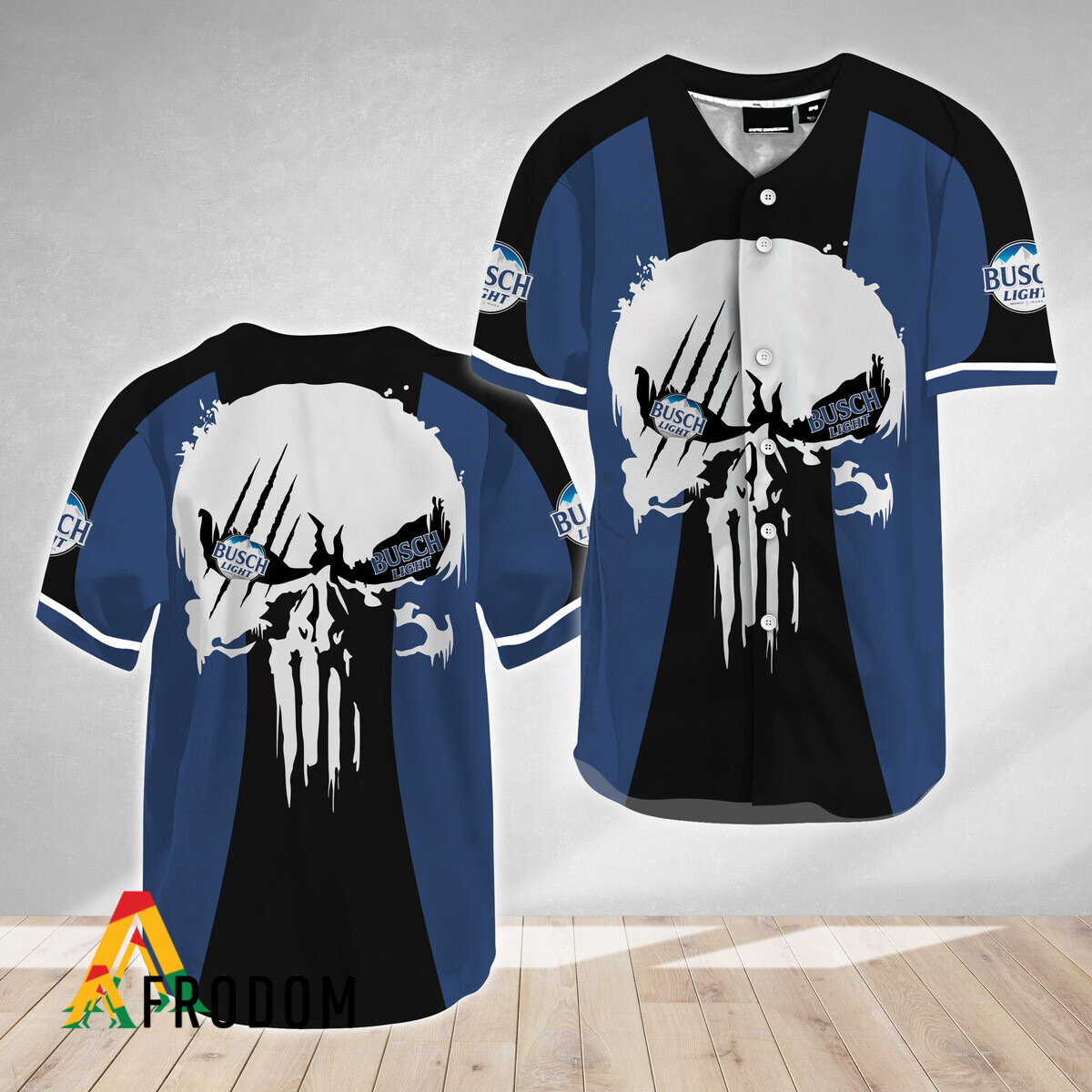 Ghost Head White Skull Busch Light Baseball Jersey HU