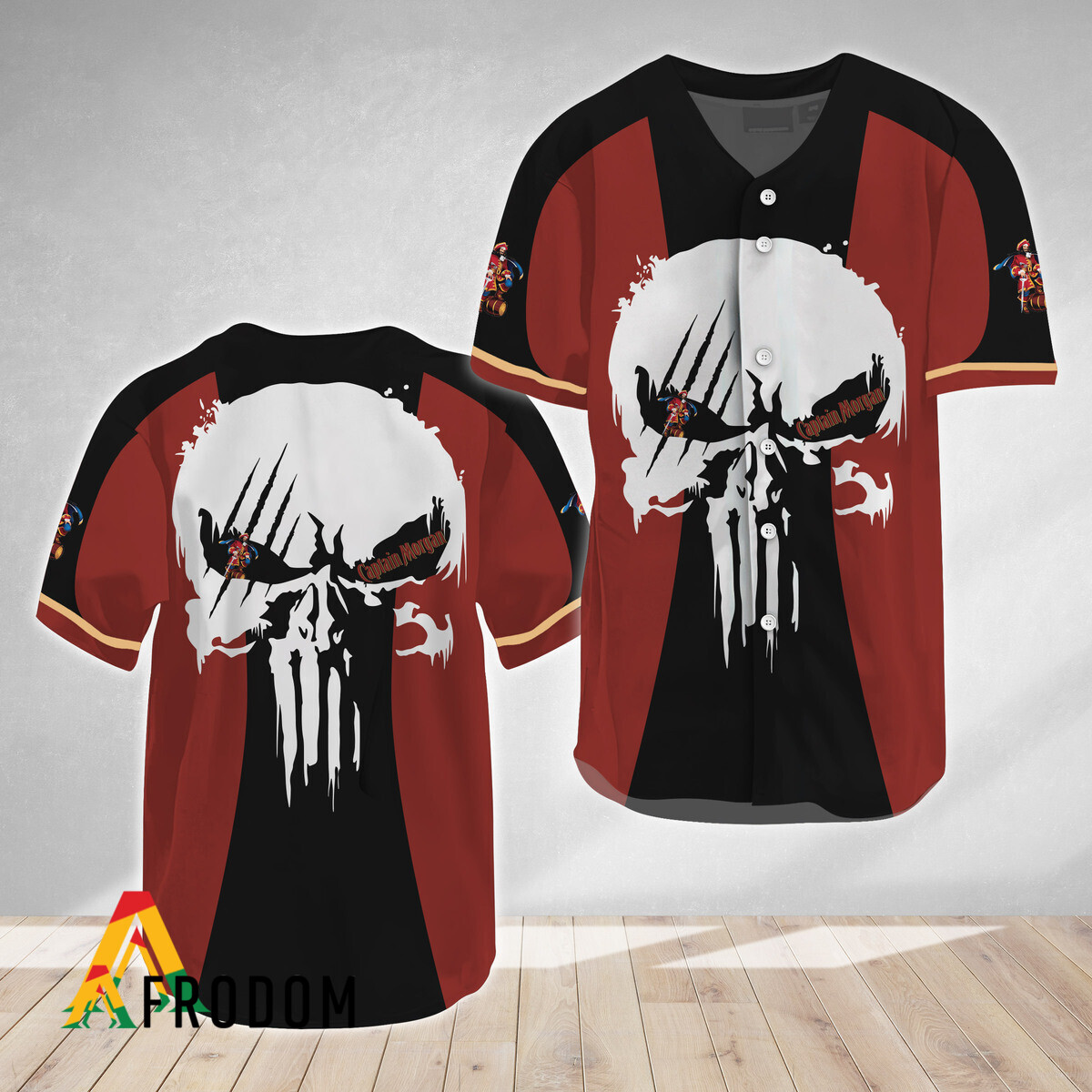 Ghost Head White Skull Captain Morgan Baseball Jersey HU