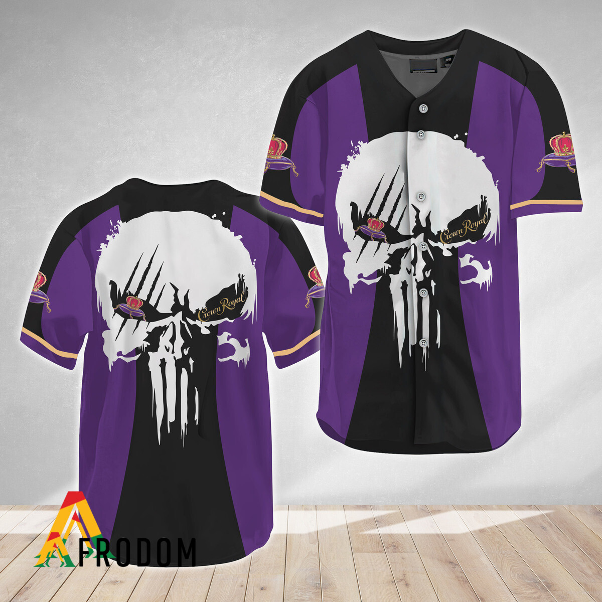 Ghost Head White Skull Crown Royal Baseball Jersey HU