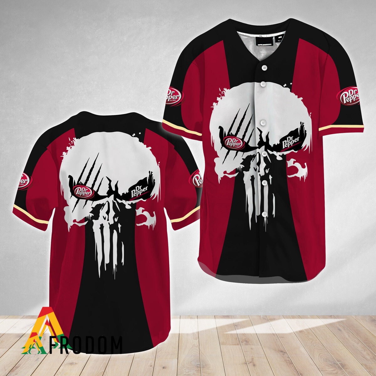 Ghost Head White Skull Dr Pepper Baseball Jersey HU