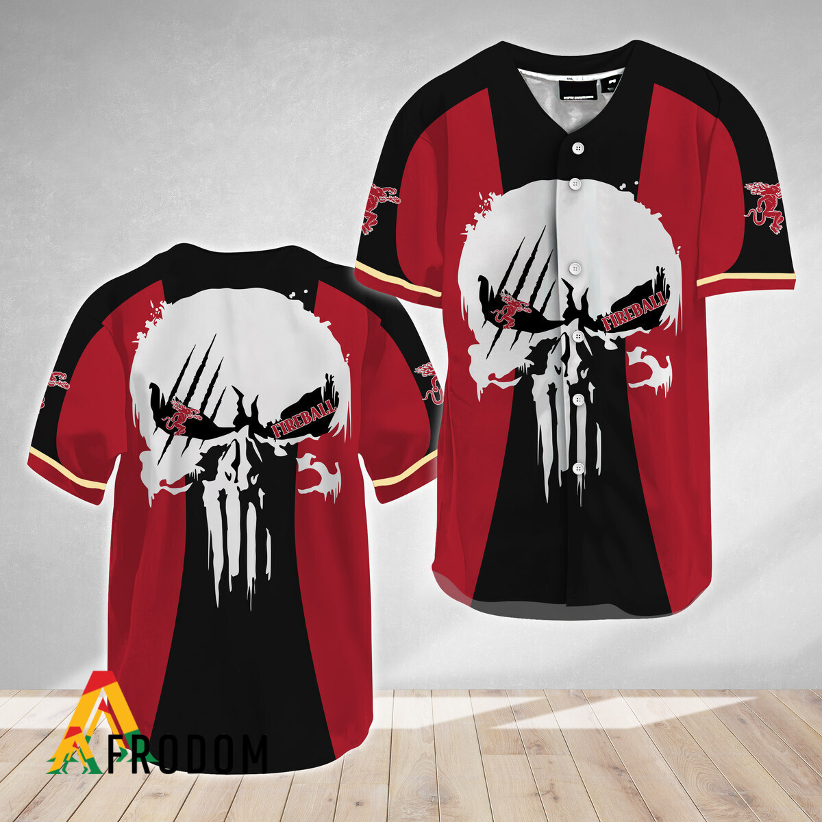 Ghost Head White Skull Fireball Whiskey Baseball Jersey HU