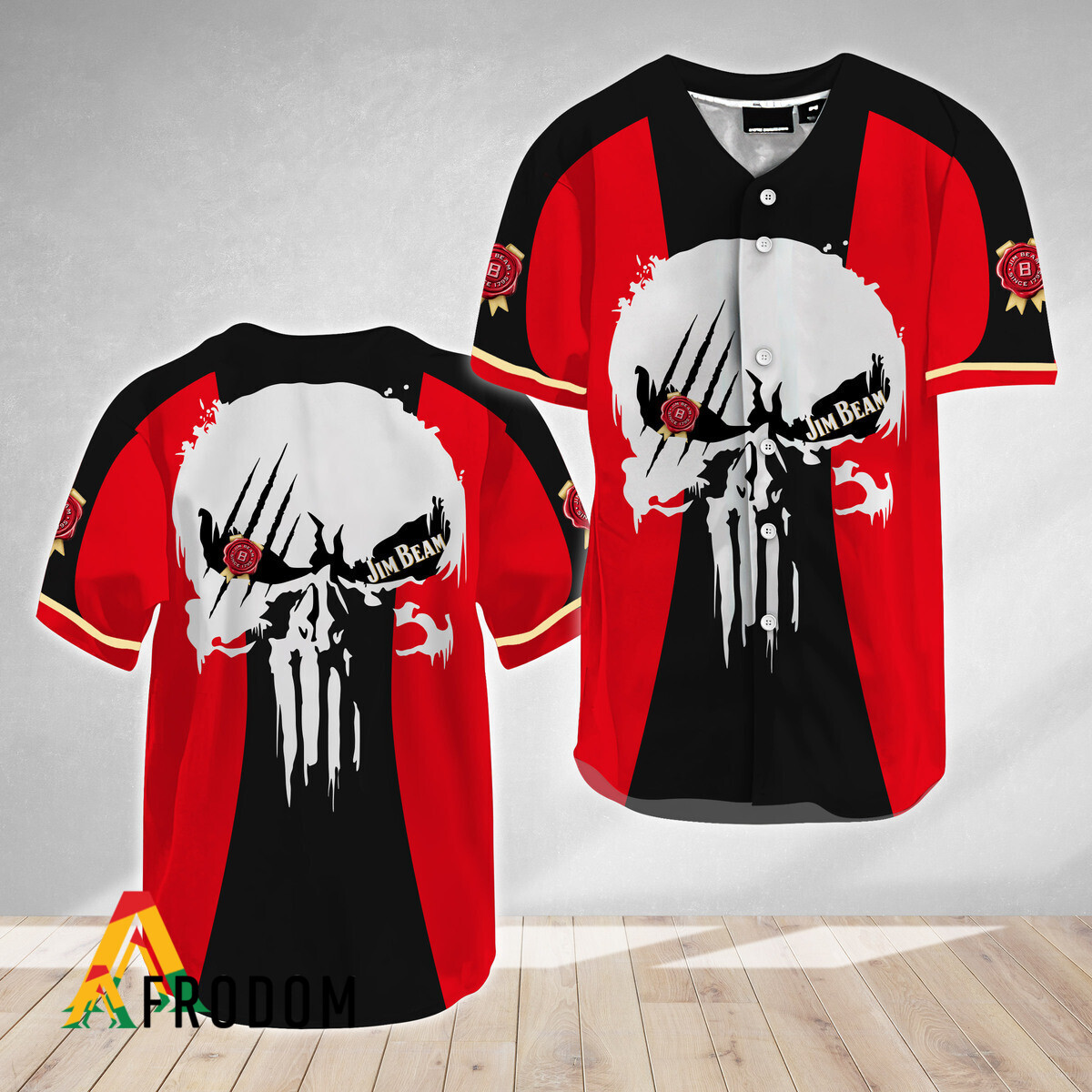 Ghost Head White Skull Jim Beam Baseball Jersey HU