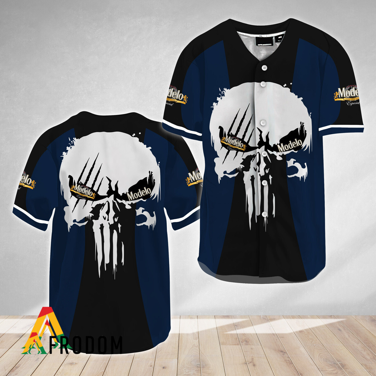 Ghost Head White Skull Modelo Beer Baseball Jersey HU