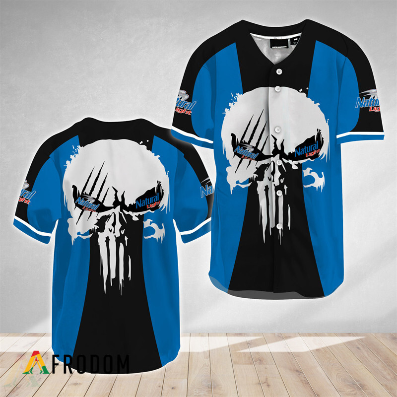 Ghost Head White Skull Natural Light Baseball Jersey HU