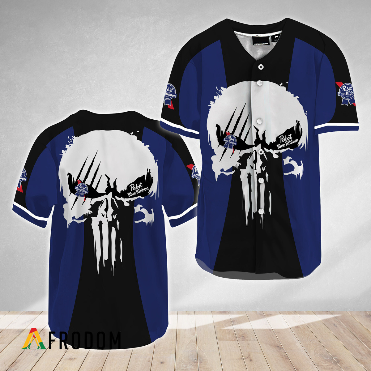 Ghost Head White Skull Pabst Blue Ribbon Baseball Jersey PBR Jersey HU