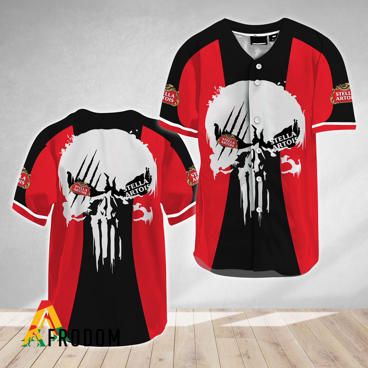 Ghost Head White Skull Stella Artois Baseball Jersey HU