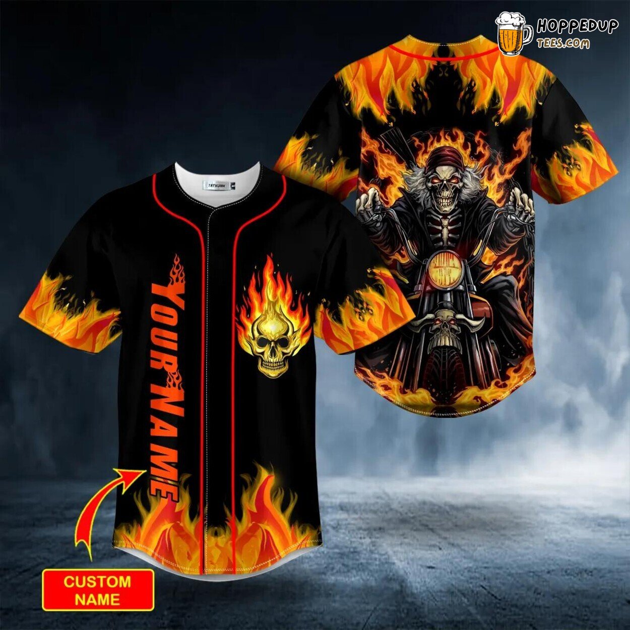 Ghost Racer Fire Skull Baseball Jersey Viking Graphic Tees 3D Print Edition