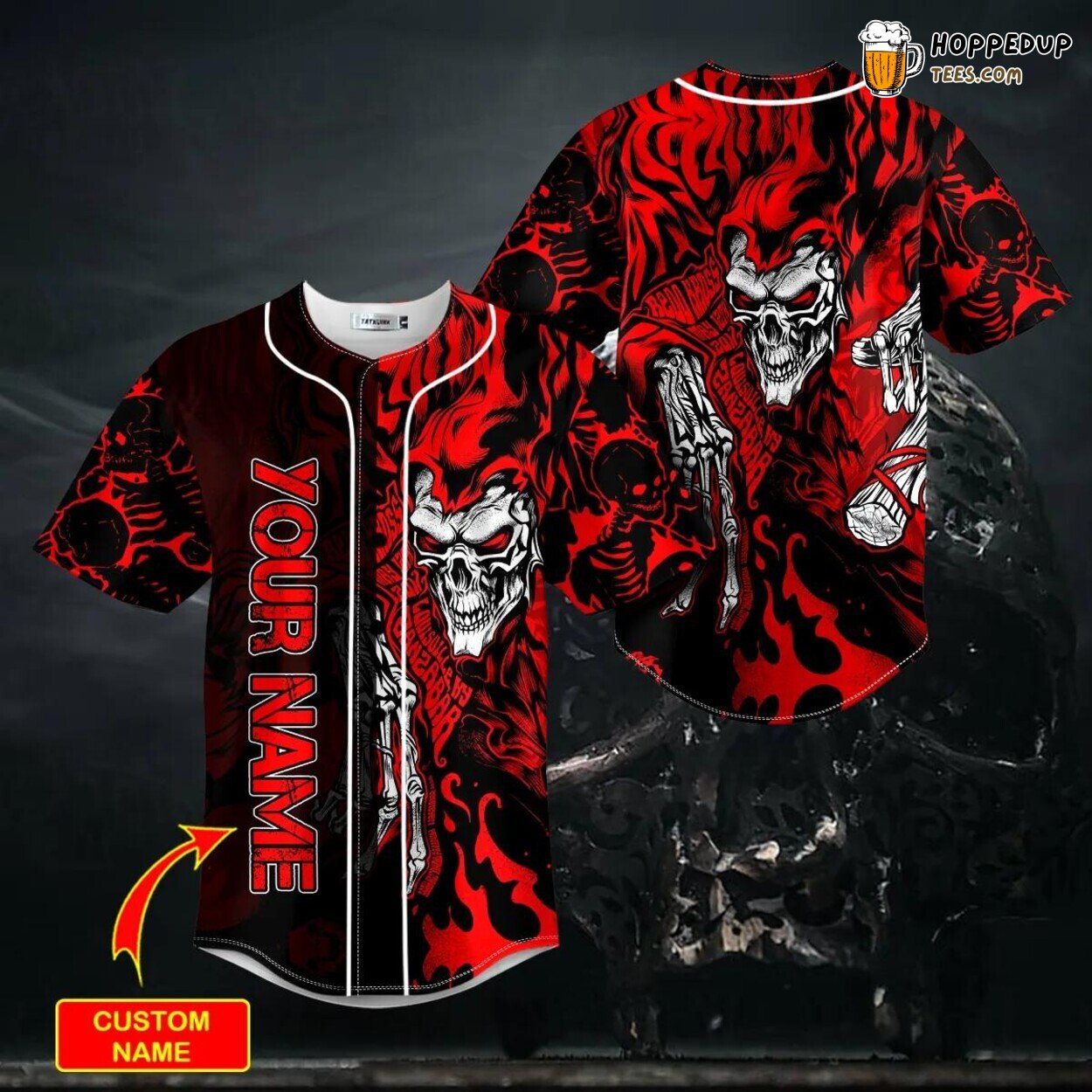 Ghost Red Kross Reaper Skull Baseball Jersey Graphic Tees 3D Print Special Look Ghost Red Kross Reaper Skull Baseball Jersey Graphic Tees 3D Print Special Look