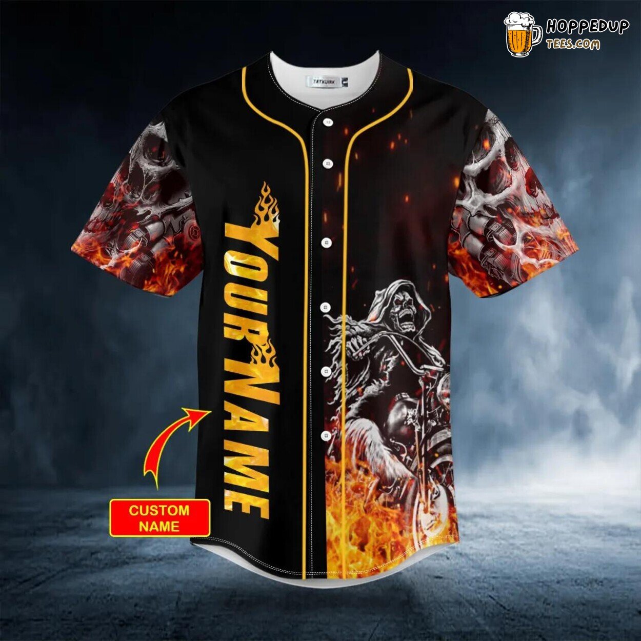 Ghost Rider Biker Ablaze Skull Baseball Jersey Viking 3D Print Unique Tee