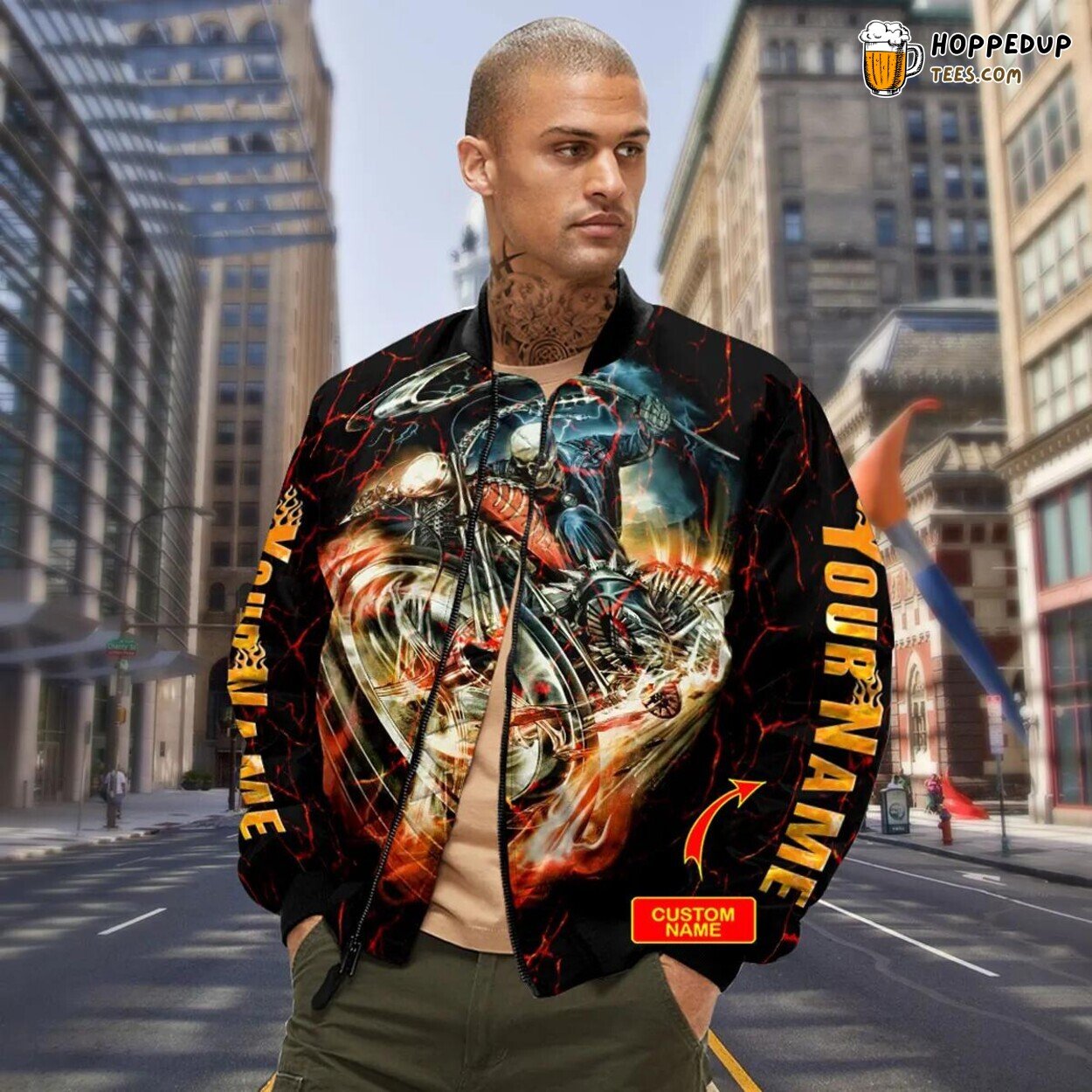 Ghost Rider Motorcycle Unique Bomber Jacket 3D Viking Skull Print Clothing