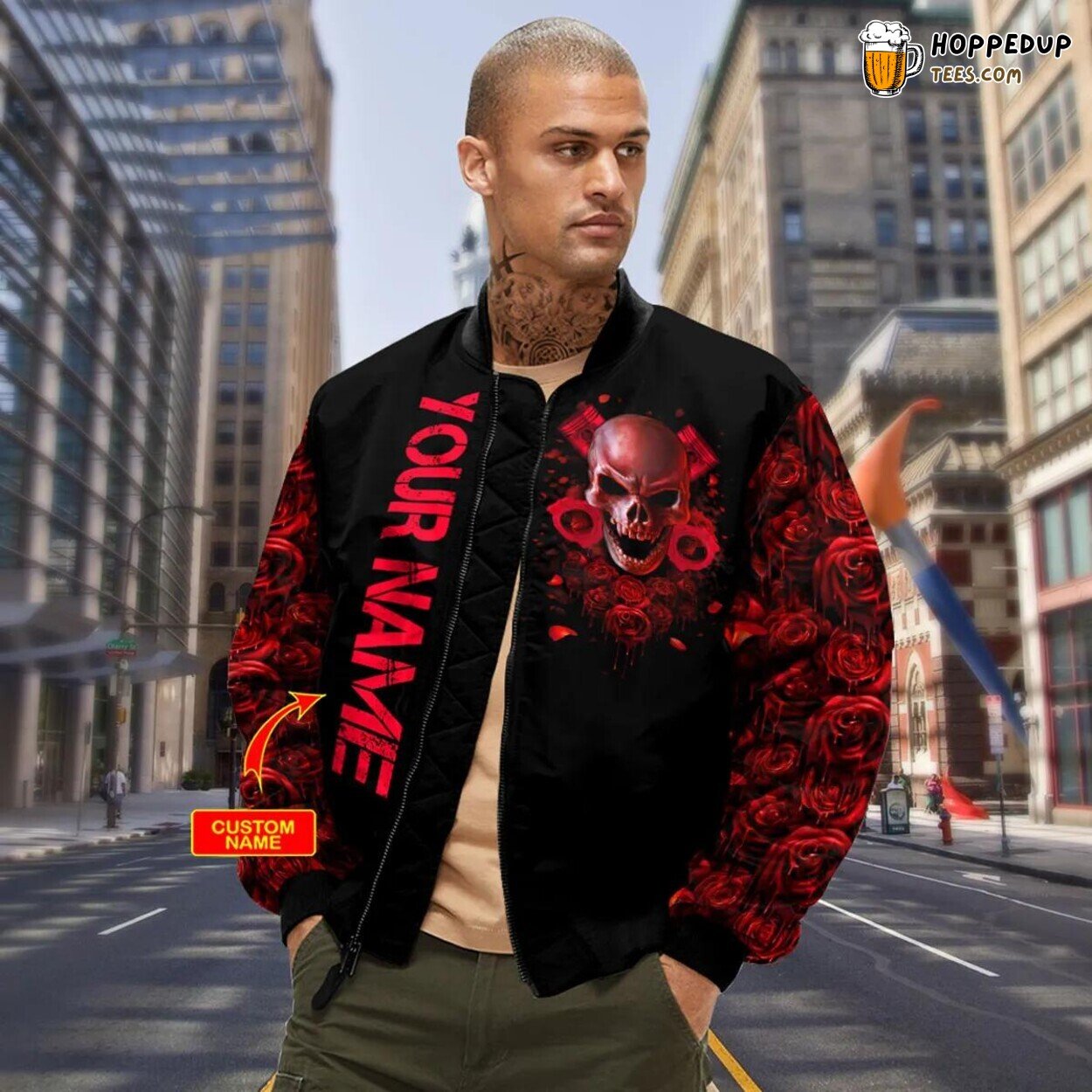 Ghost Rose Blood Skull Custom Bomber Jacket 3D Viking Graphic Print Tees