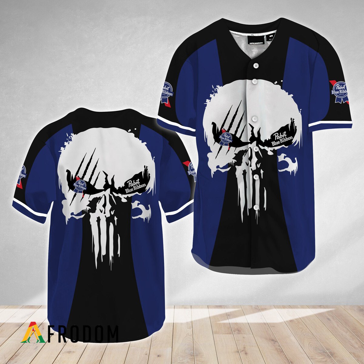 Ghost Skull Pabst Blue Ribbon Baseball Jersey HU