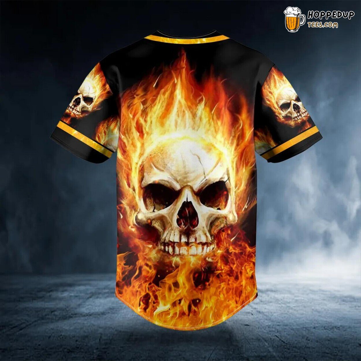 Giant Fire Skull Baseball Jersey Graphic Tees 3D Print Unique Collection