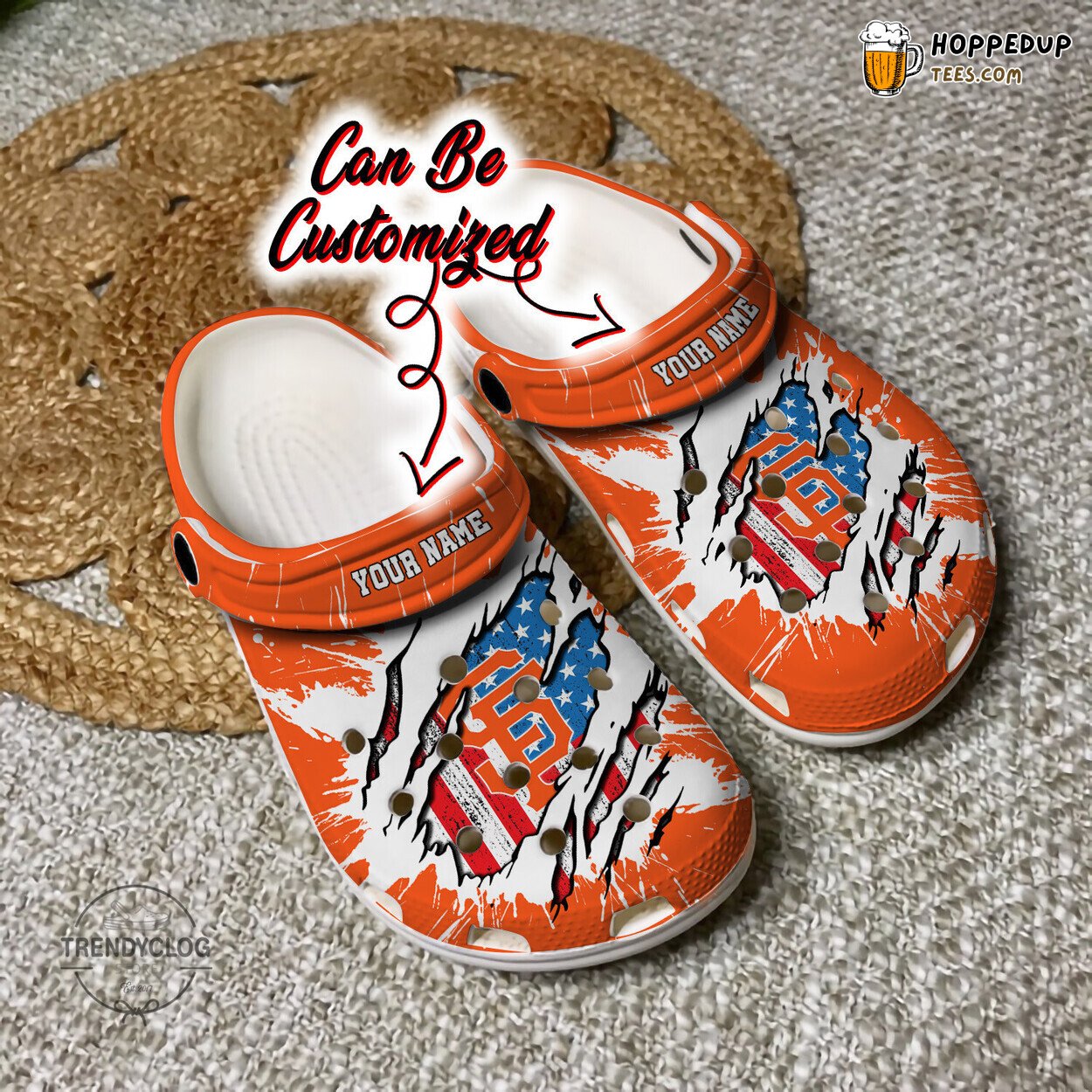 Giants SF Baseball Ripped American Flag Personalized Clog Shoes