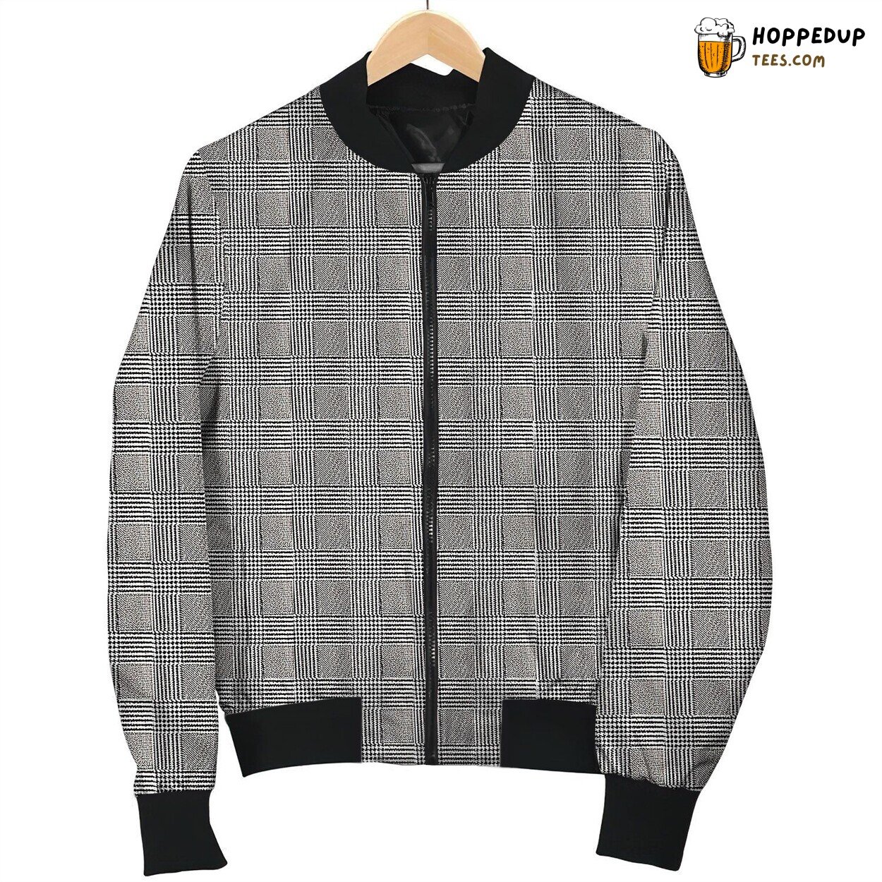 Gingham Black Grey Cute Bomber Jacket