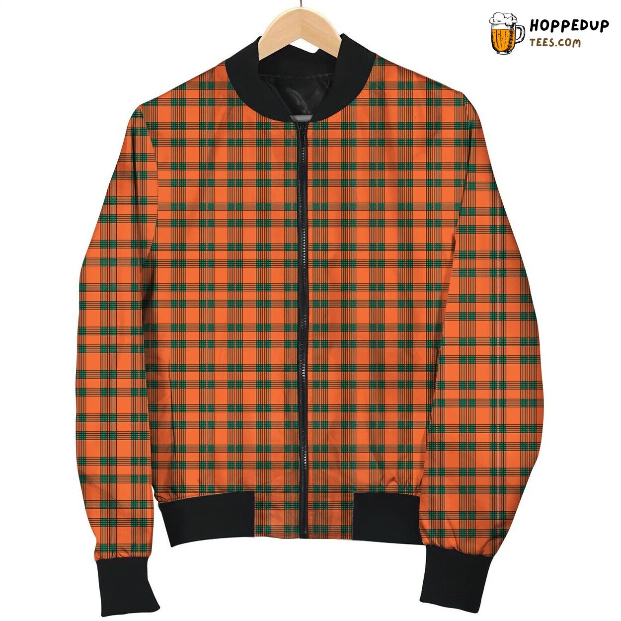Gingham Black Orange Bomber Jacket
