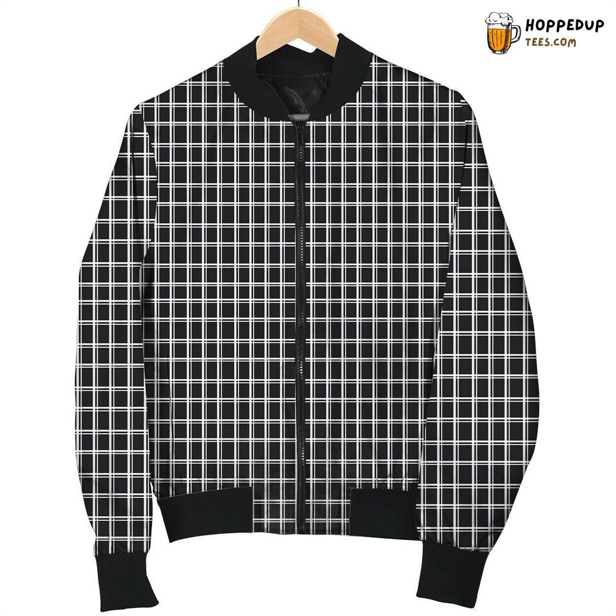 Gingham Black White Lovely Bomber Jacket