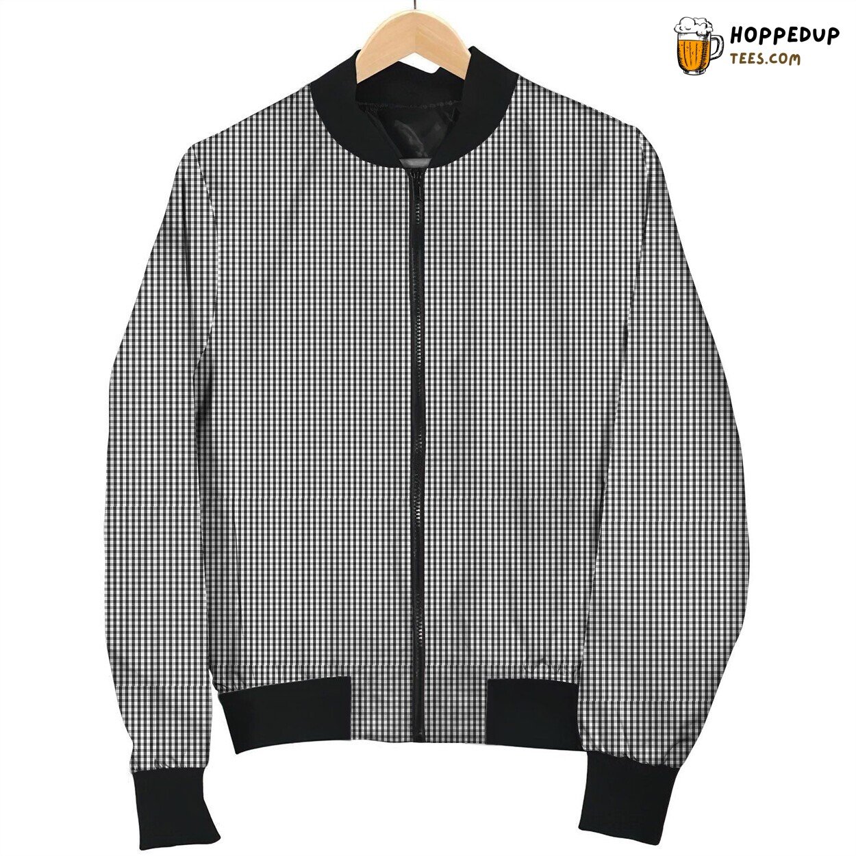 Gingham Black White Sweet Bomber Jacket