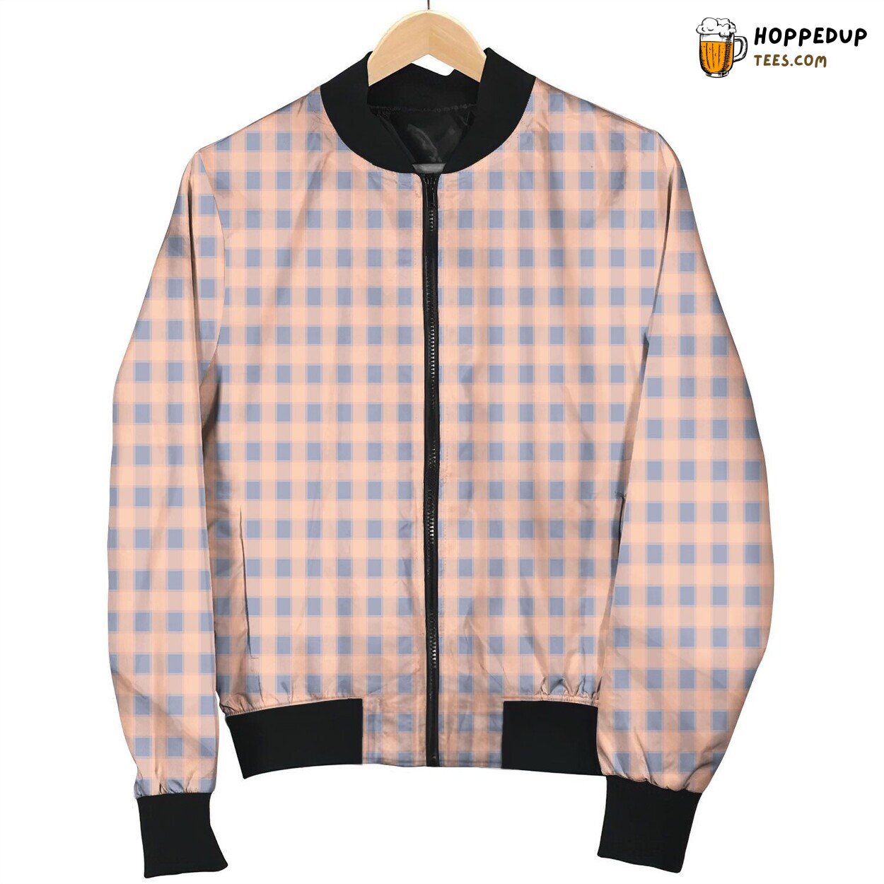 Gingham Blue Orange Bomber Jacket