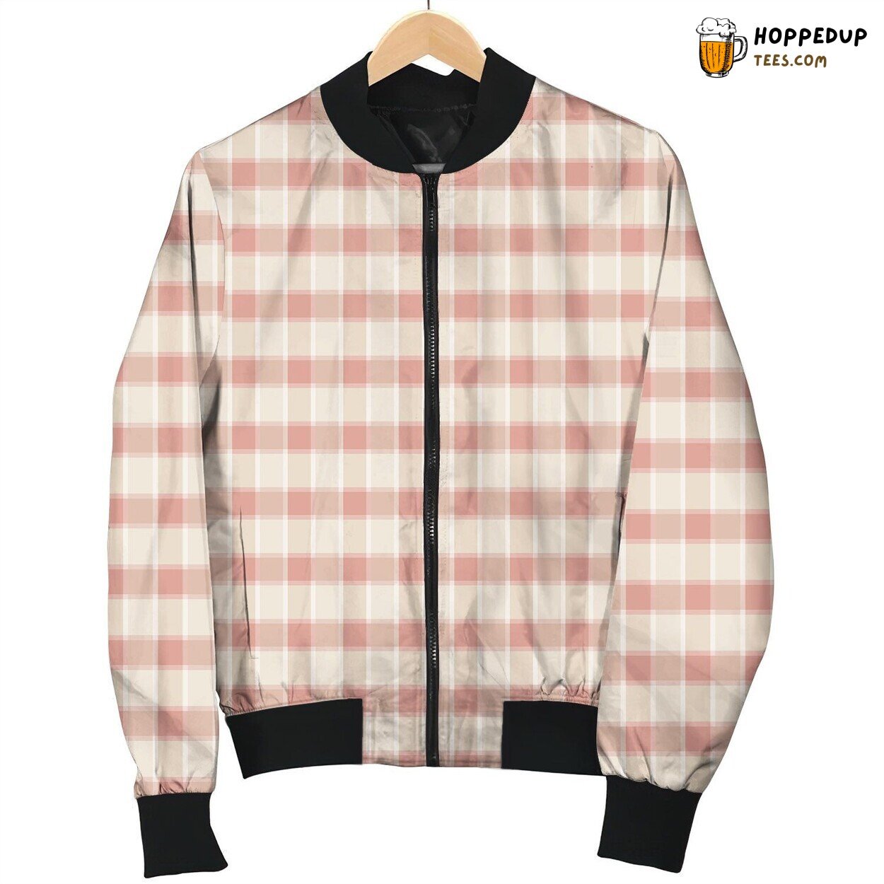 Gingham Brown Orange Bomber Jacket