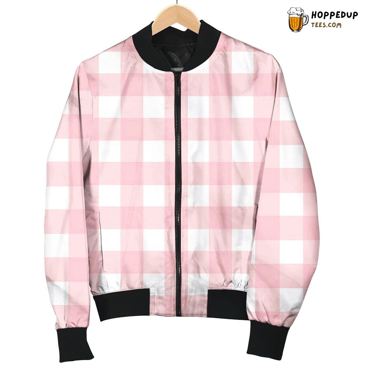 Gingham Cute Pattern Winter Bomber Jacket Youthful Fashion Statement