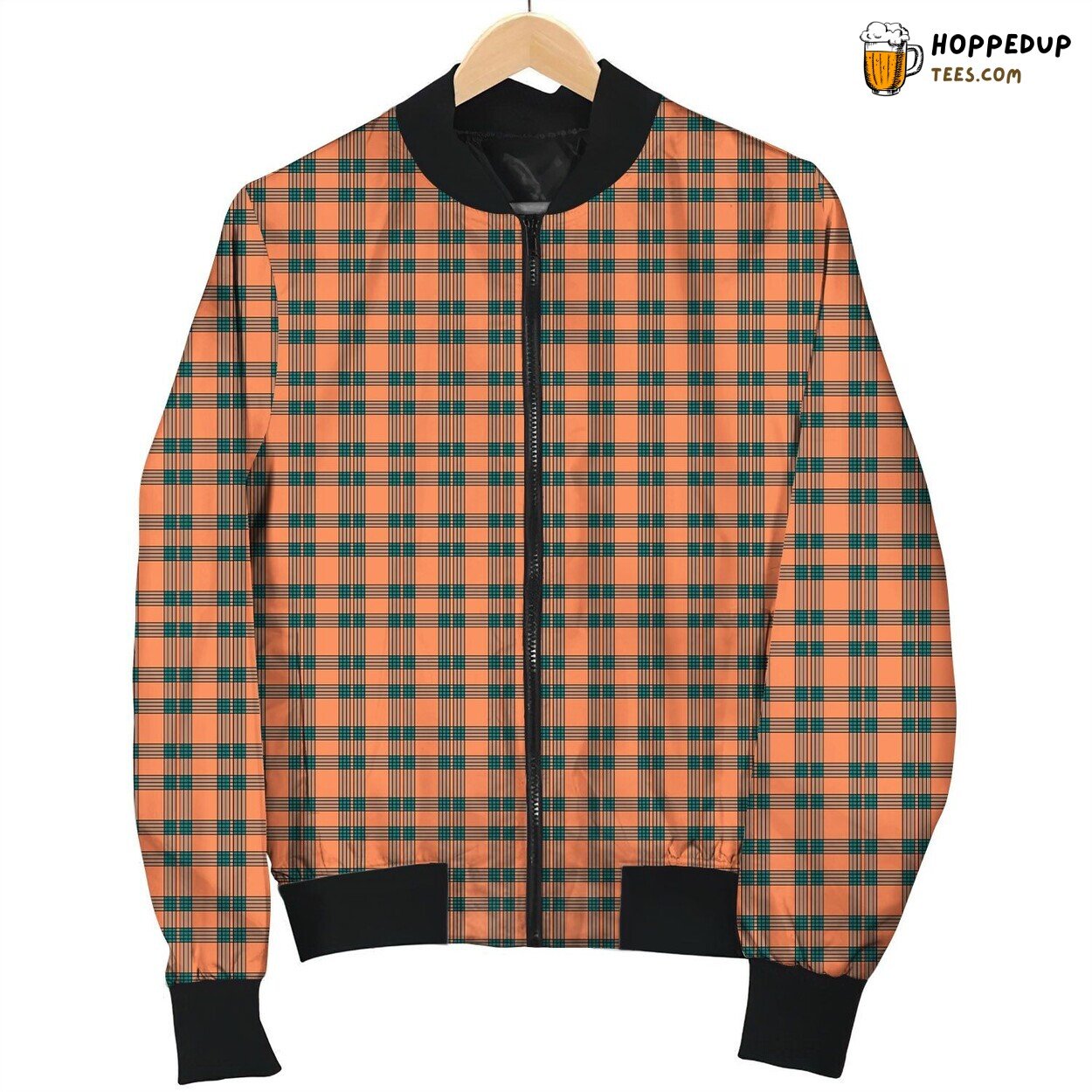 Gingham Green Orange Bomber Jacket