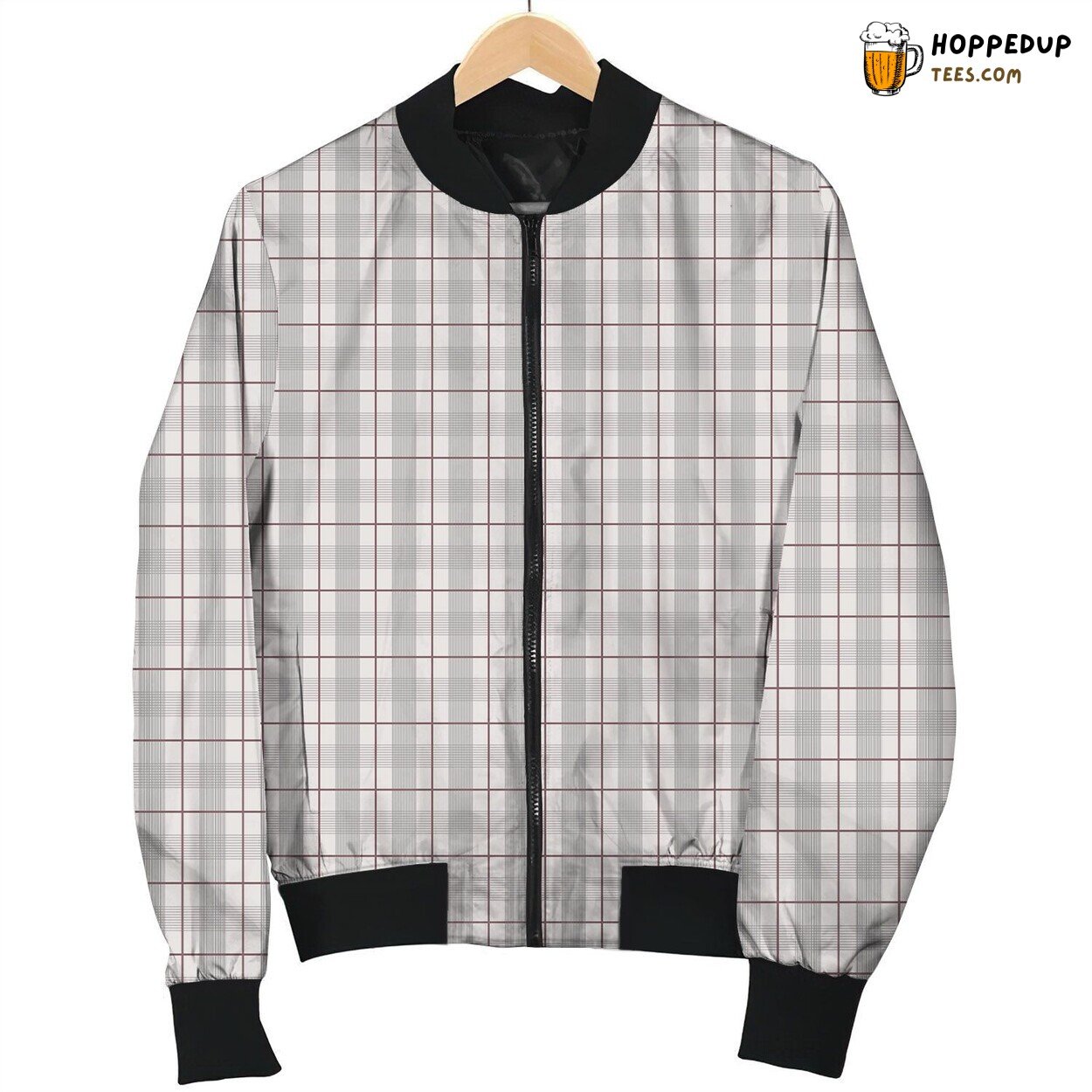 Gingham Grey White Cool Bomber Jacket