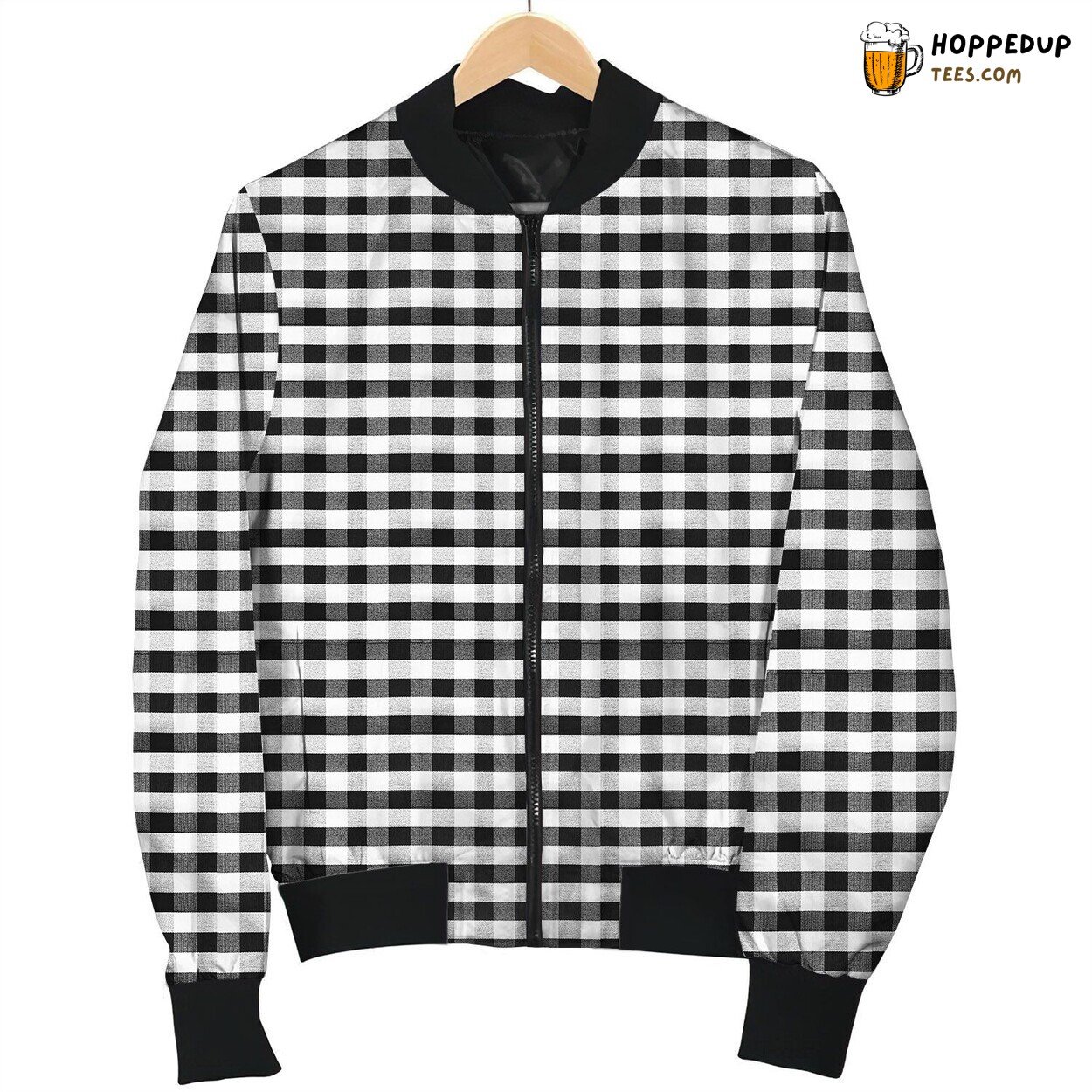 Gingham Grey White Cute Bomber Jacket